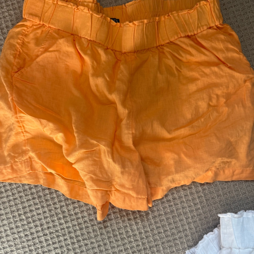 Jcrew Bright Orange Ruffled Shorts